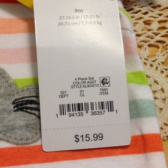 Carter's Just One You, 9-month-old, four piece set NWT - Picture 5 of 9